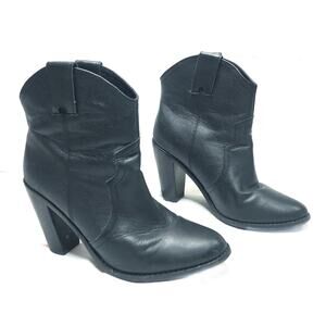 Joie Monte Western Heeled Ankle Boot Black Leather 37.5